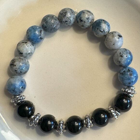 K2 and Obsidian Stretchy Bracelet - Picture 2 of 6